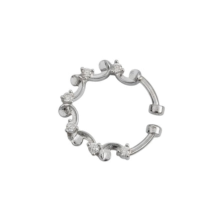 Rhodium Plated Curved Segment CZ Nose Pin
