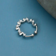 Rhodium Plated Curved Segment CZ Nose Pin