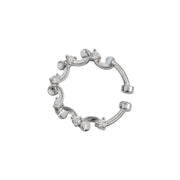 Rhodium Plated Curved Segment CZ Nose Pin