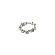 Rhodium Plated Curved Segment CZ Nose Pin