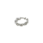 Rhodium Plated Curved Segment CZ Nose Pin