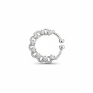 Rhodium Plated Crown Design CZ Nose Pin