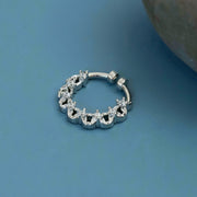 Rhodium Plated Crown Design CZ Nose Pin