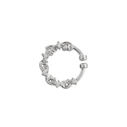 Rhodium Plated Leaf Design CZ Nose Pin