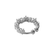 Rhodium Plated Leaf Design CZ Nose Pin