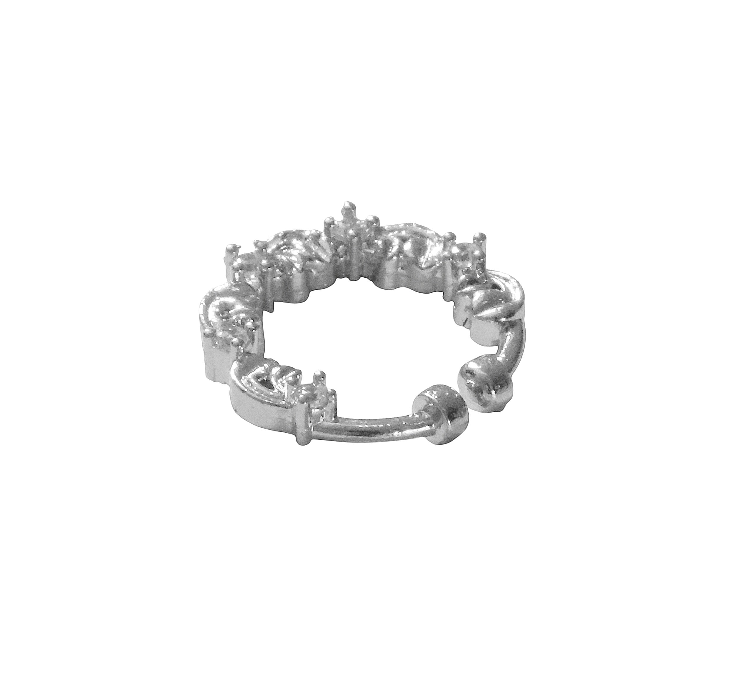 Rhodium Plated Leaf Design CZ Nose Pin