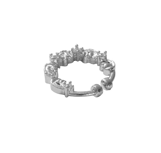 Rhodium Plated Leaf Design CZ Nose Pin