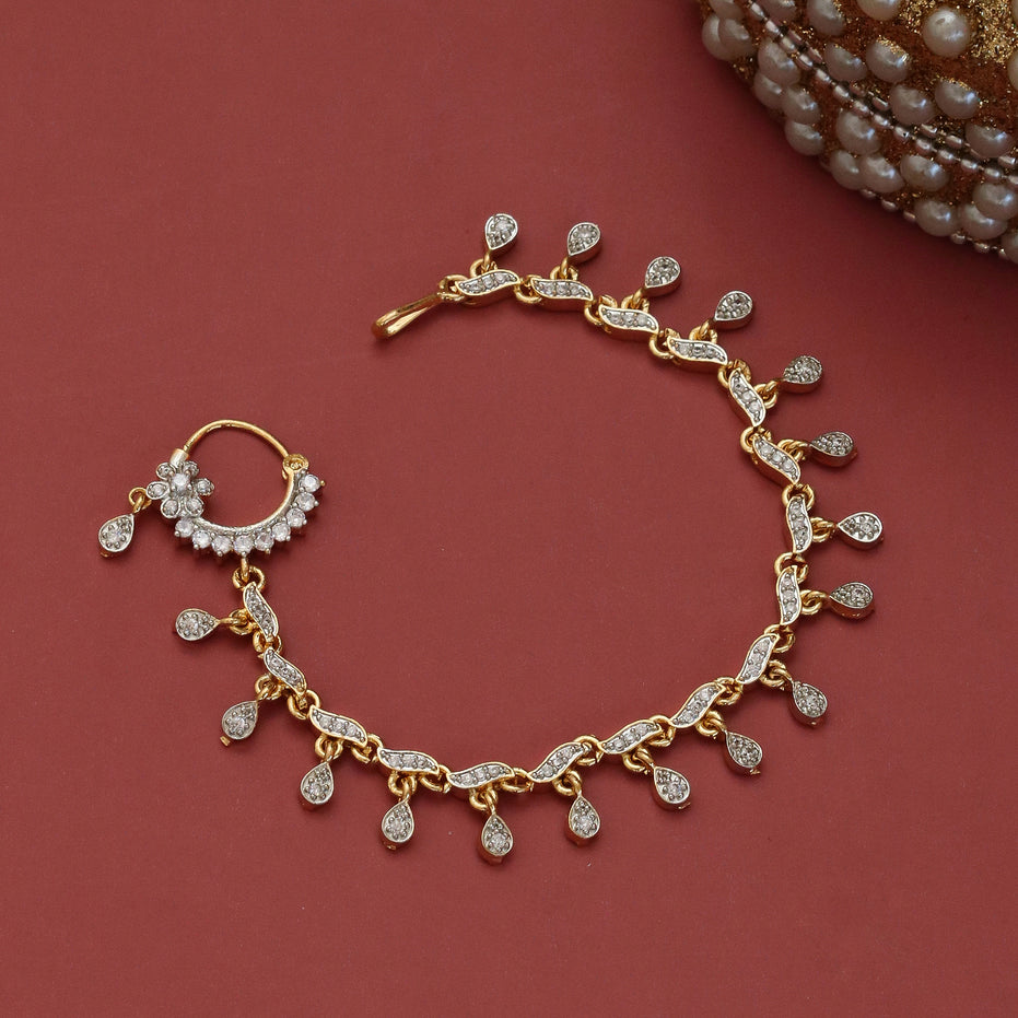 Floral Enchated Traditional Gold Plated Tana Nath