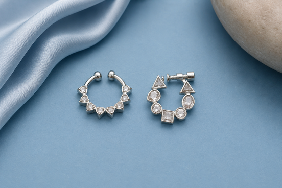 Elegant AD Studded Faux Nose Pin Set