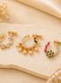 Elegant Multi-Stone Floral Design Non-Pierced Pressing Nose Ring Set