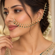 Floral Beaded Traditional Stone Studded Nose Pin