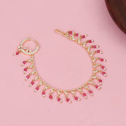 Floral Beaded Traditional Stone Studded Nose Pin