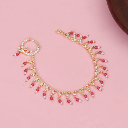 Floral Beaded Traditional Stone Studded Nose Pin