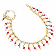Floral Beaded Traditional Stone Studded Nose Pin