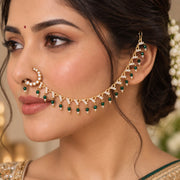Stone Studded Beaded Drop Nose Ring