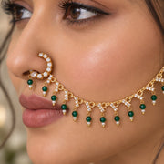 Stone Studded Beaded Drop Nose Ring