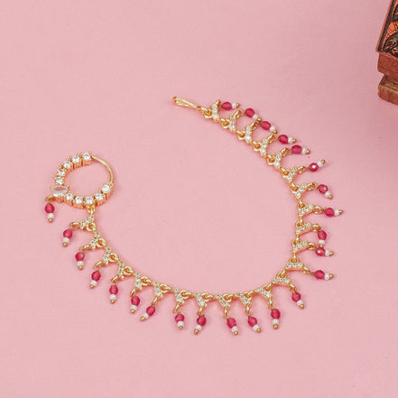 Stone Studded Beaded Drop Nose Ring
