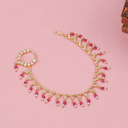 Stone Studded Beaded Drop Nose Ring