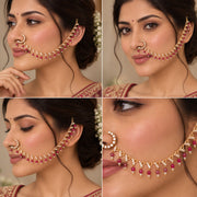 Stone Studded Beaded Drop Nose Ring