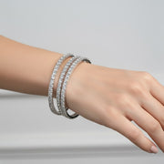 Rhodium Plated Geometric Pattern Crystal Stone Studded Bangles Set  (Pack of 4)