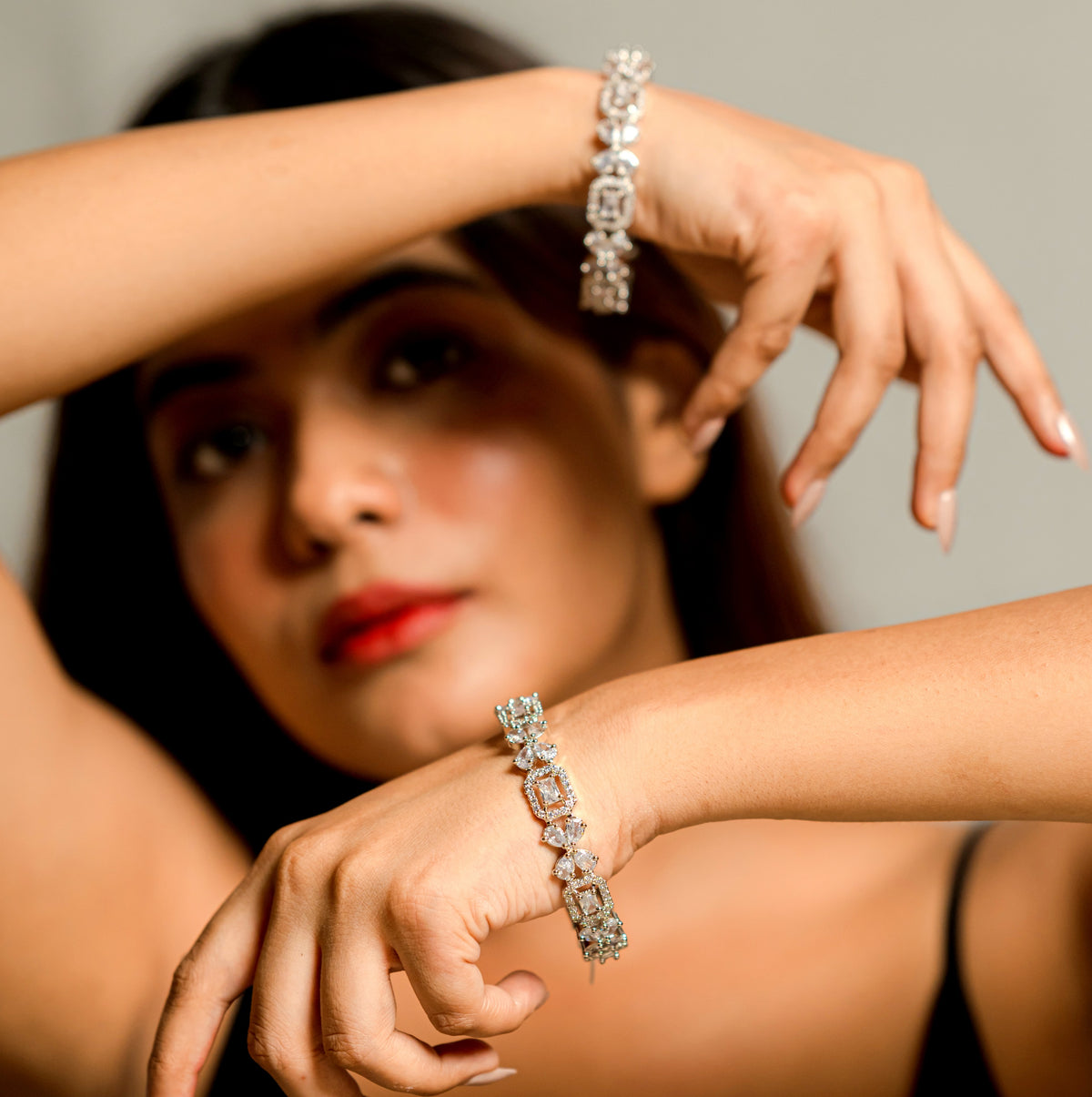 Shimmering Rhodium Plated Bangles Set (Pack of 2)