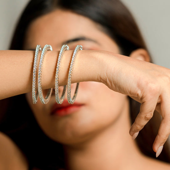 Timeless White Rhodium Bangles  (Pack of 4)