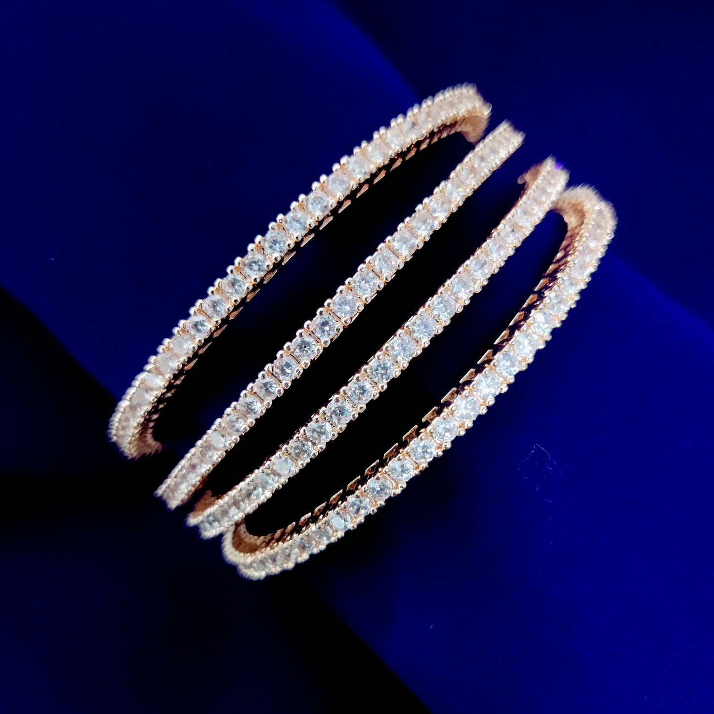 Enchanting White Rose Gold Bangles (Pack of 4) - Opal Touch