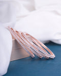 Enchanting Rose Gold Plated Double Row Crystal Stone Studded Bangles Set (Pack of 4)