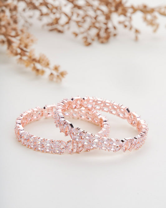 Designer Rose Gold Bangles (Pack of 2) - Opal Touch