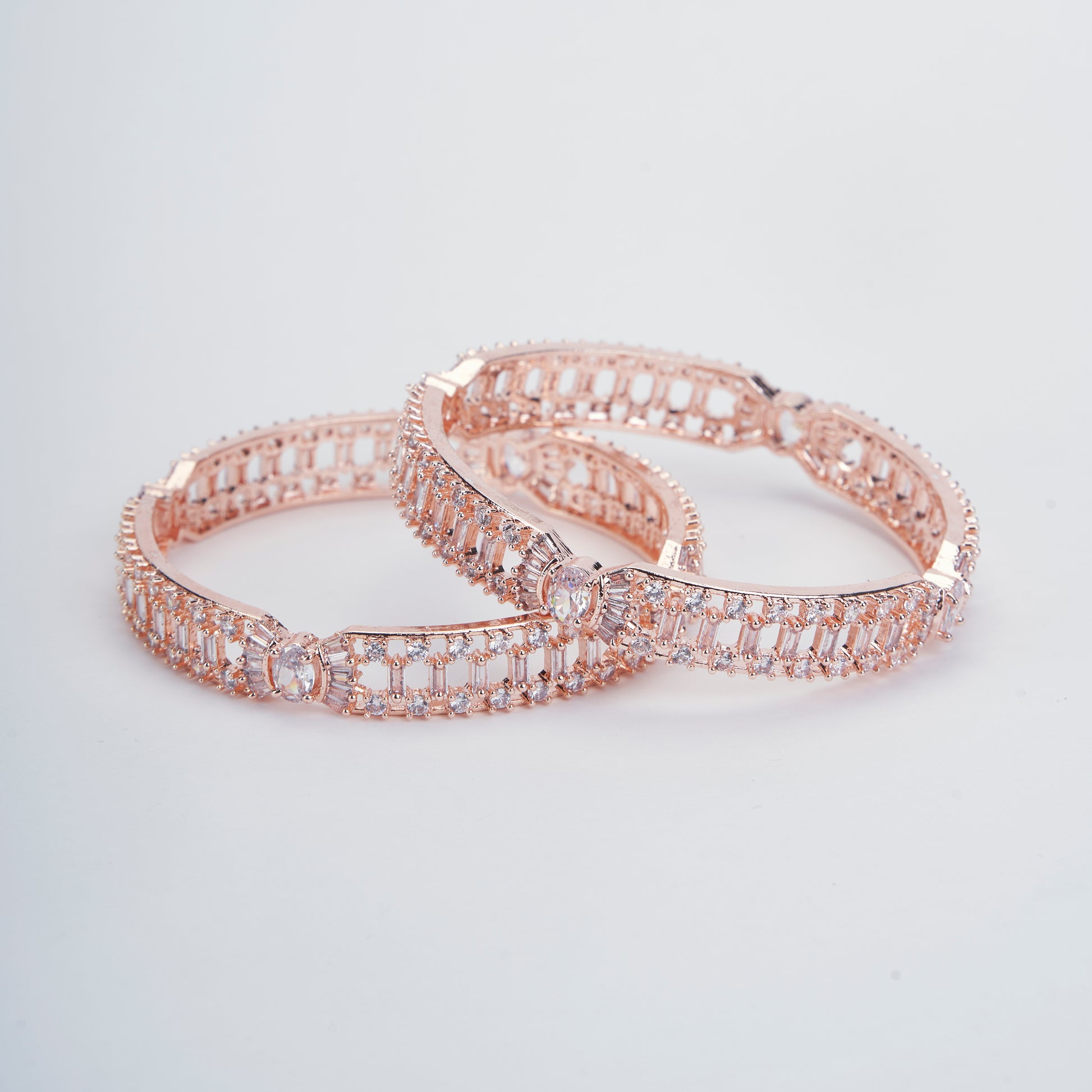 Rose Gold Splendor Bangles Set (Pack of 2) - Opal Touch