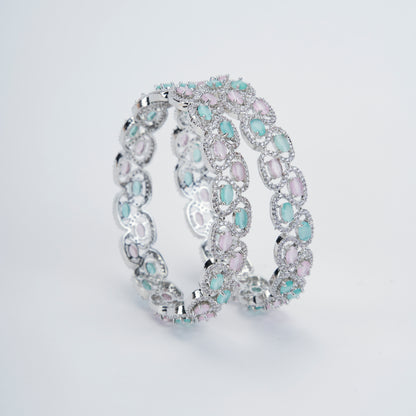 Minty Fresh Rhodium Bangles Set