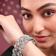 Minty Fresh Rhodium Bangles Set (Pack of 2) Multicolor