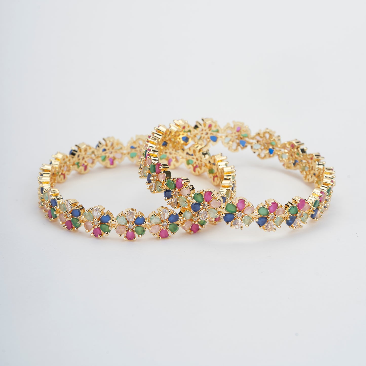 Multicolored Gold Plated Bangles Set (Pack of 2) - Opal Touch