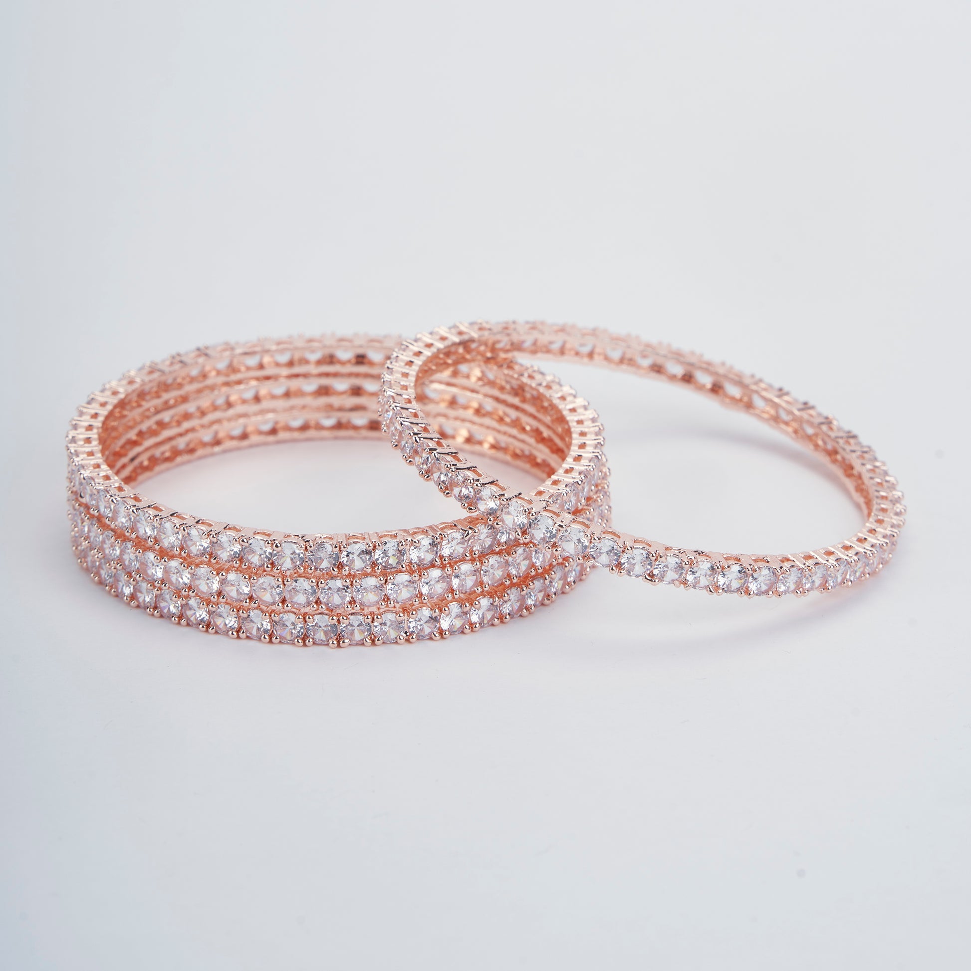 Radiant Rose Gold Bangles Set (Pack of 4) - Opal Touch