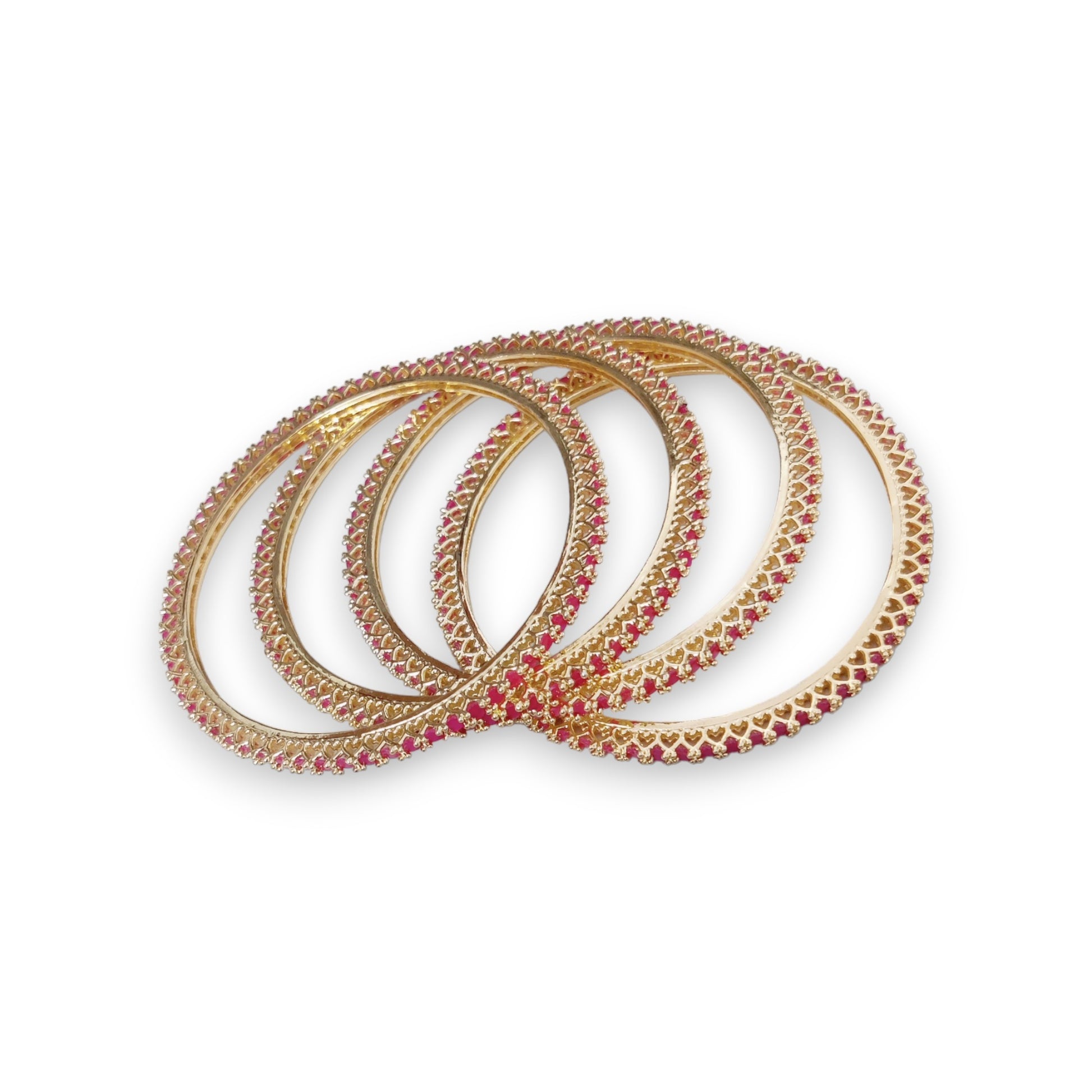 Golden Green Extravaganza Bangles Set (Pack of 4) - Opal Touch