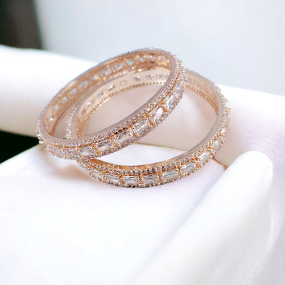 Rose Gold Radiance Bangles Set (Pack of 2) - Opal Touch