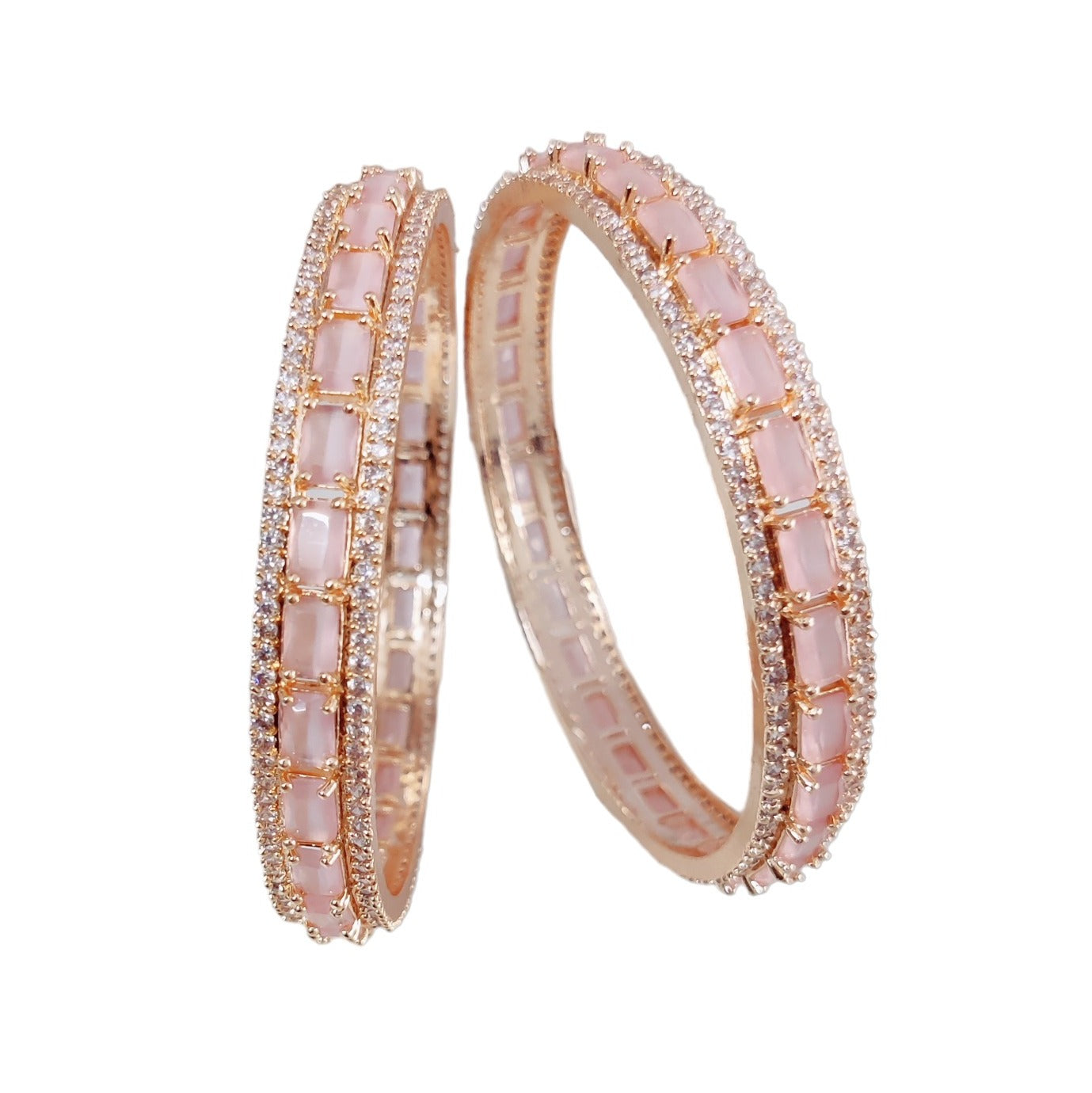 Rose Gold Radiance Bangles Set (Pack of 2) - Opal Touch