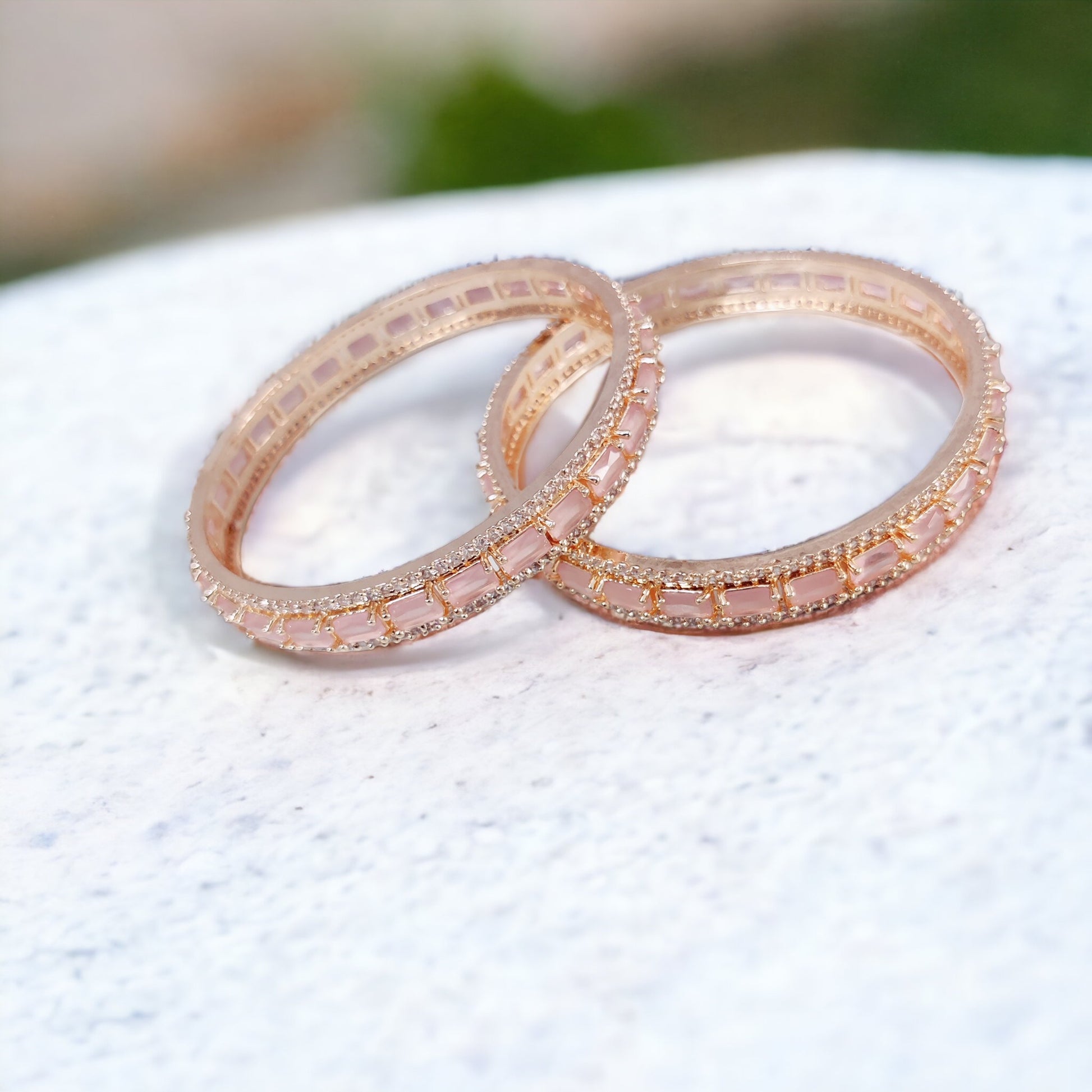 Rose Gold Radiance Bangles Set (Pack of 2) - Opal Touch