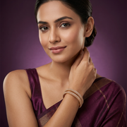 Gold Plated American Diamond Double Row Pattern Designer Bangles Set (Pack of 2)