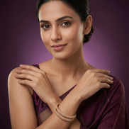 3 Line AD Studed Gold Plated Bangles (Pack of 2)
