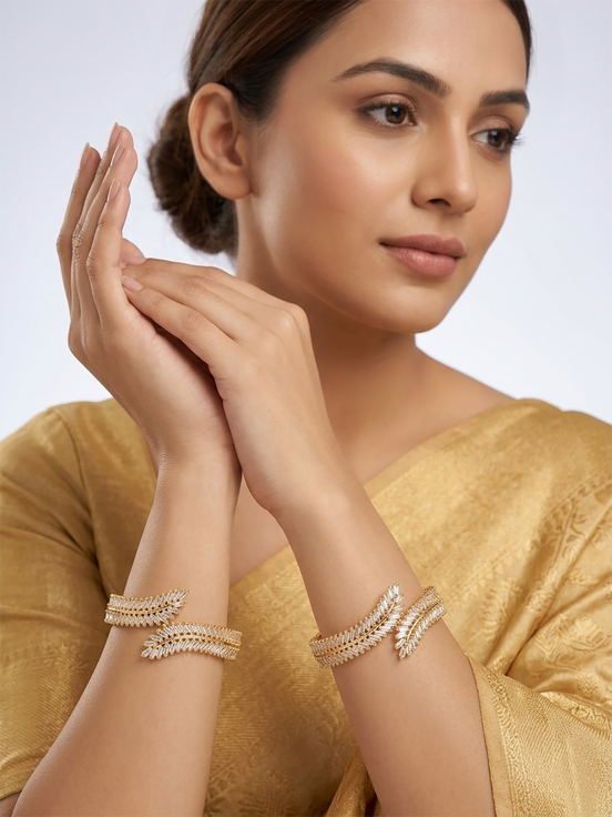 Cascading Twilight Whispers Gold Bangles (Pack of 2)
