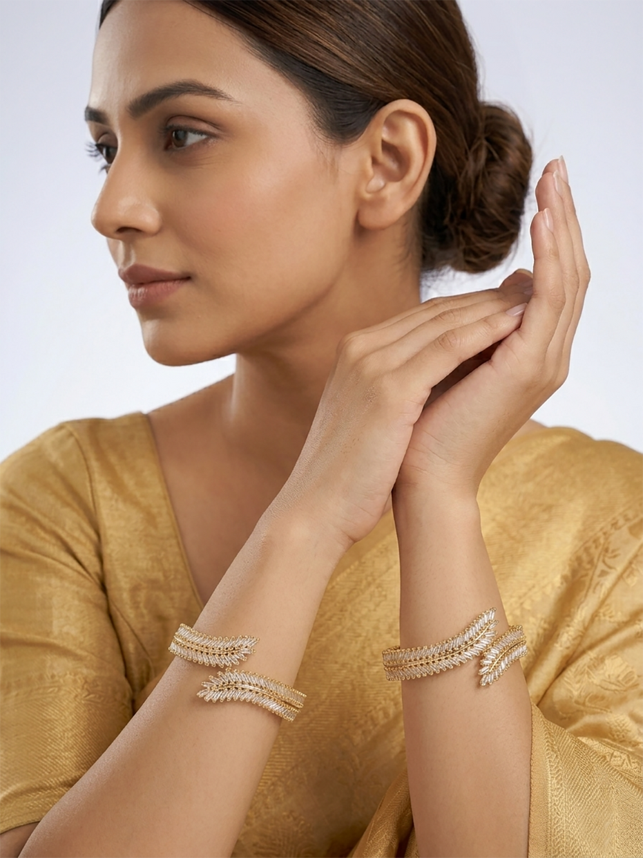 Cascading Twilight Whispers Gold Bangles (Pack of 2)