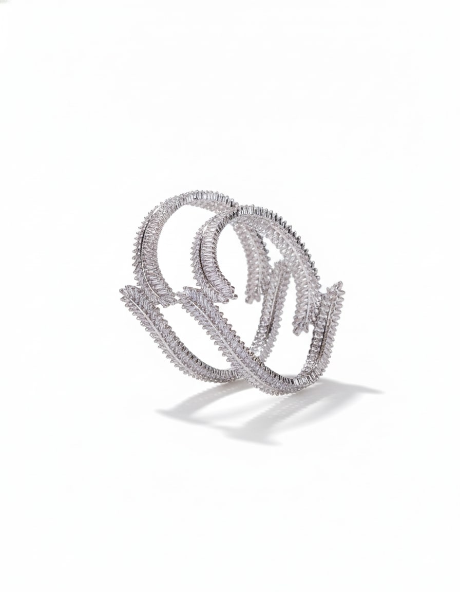 Cascading Twilight Whispers Rhodium Bangles (Pack of 2)