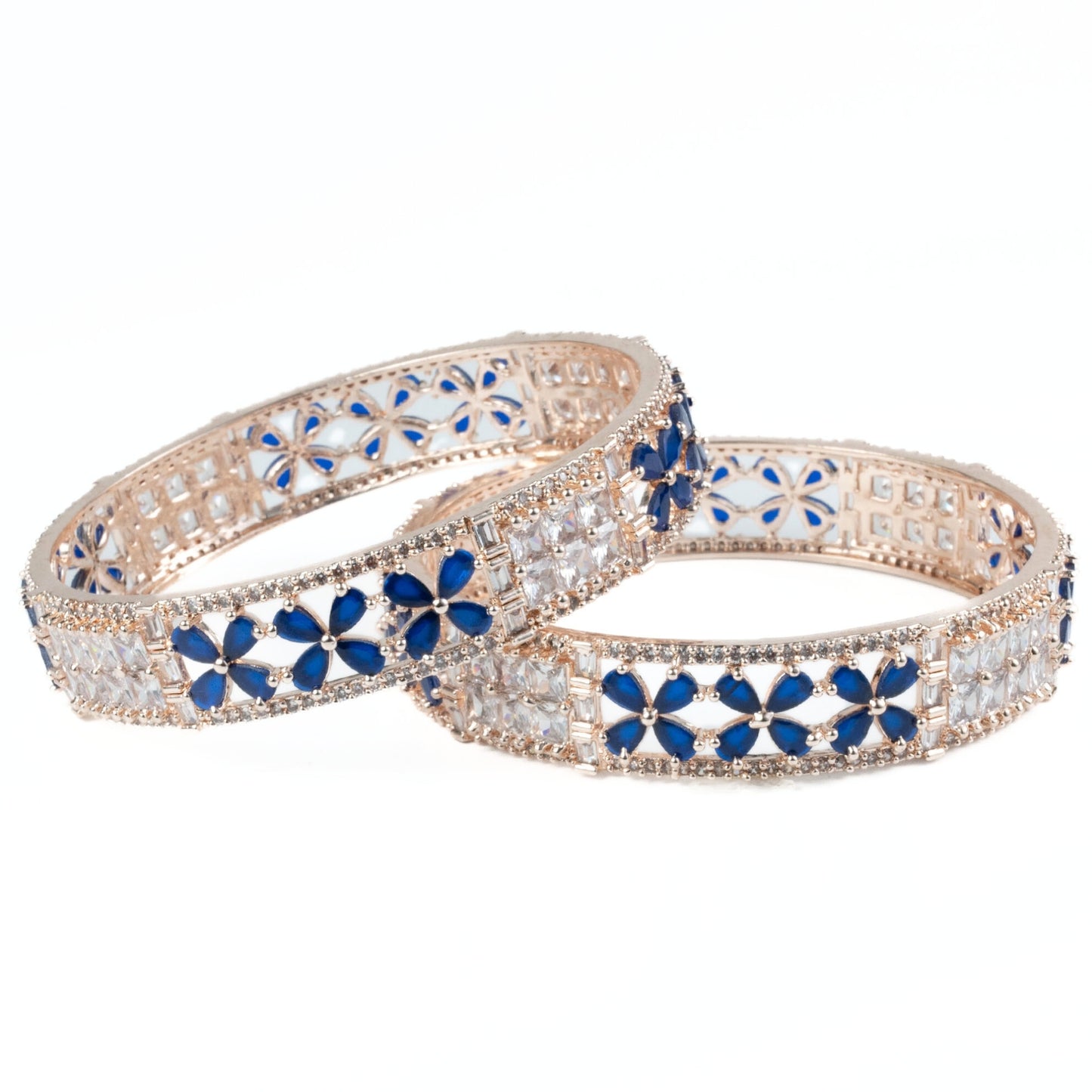 Crimson Flower Rose Gold Bangles (Pack of 2)