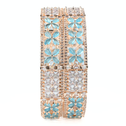 Crimson Flower Rose Gold Bangles (Pack of 2)