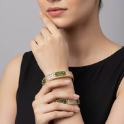 Crimson Flower Gold Bangles (Pack of 2)
