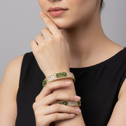 Gold Plated American Diamond Floral Pattern Designer Bangles Set (Pack of 2)