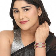 Crimson Flower Gold Bangles (Pack of 2)