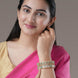 Gold Plated American Diamond Floral Pattern Designer Bangles Set (Pack of 2)