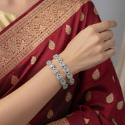 Stylish Polki Rhodium Bangles (Pack of 2)